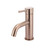 Modern champagne rose gold tall basin mixer tap for benchtop basins, a stylish designer faucet for luxury bathroom renovations in Australia.