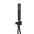 Matte black square handheld shower head with wall bracket and hose, modern solid brass bathroom tapware for Australian home renovations.