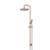 Luxury Meir champagne rose gold round shower head and curved wall arm set for high-end bathroom renovations in Melbourne, Australia.