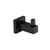 Modern matte black square robe hook made of solid brass, perfect for contemporary bathroom renovations in Australia.