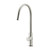 Meir Round Pinless Piccola Pull Out Kitchen Mixer Tap in PVD Brushed Nickel finish, featuring a sleek curved spout and retractable dual-function spray head for modern Australian kitchens.