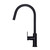 Meir Round Paddle Piccola Pull Out Kitchen Mixer Tap in Electroplated Matte Black finish featuring a soft-moving paddle handle and retractable dual-function spray nozzle for modern Australian kitchens.