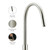 Meir Round Paddle Piccola Pull Out Kitchen Mixer Tap in PVD Brushed Nickel with dual spray functions and magnetic nozzle retraction available at Renovator Store Australia.