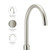 Meir MK03 PVD Brushed Nickel Round Kitchen Mixer Tap Features showing Solid Brass Construction and 5-Star WELS Rating for Australian Kitchen Renovations