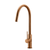 Meir Round Piccola Pull Out Kitchen Mixer Tap in PVD Lustre Bronze with Gooseneck Spout and Pin Handle, Renovator Store Australia.