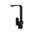 Modern Meir MK01 matte black square kitchen mixer tap with L-shaped swivel neck and single lever handle for Australian homes.