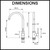 Technical dimensions diagram for Aquaperla Round Gooseneck Kitchen Mixer Tap in Polished Chrome, showing height and spout reach for Australian kitchen installations.