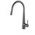 Aquaperla Round Gun Metal Grey Pull Out Kitchen Sink Mixer Tap in an Australian kitchen setting.