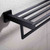 Dimensional drawing of a matte black 600mm double towel rack for modern Australian bathrooms.