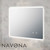 Navona 900mm x 750mm LED bathroom mirror with rectangle curved rim, 3-colour dimmable lighting and defogger pad from Renovator Store Australia.