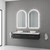 Aura Frameless Arch LED Illuminated Mirror with Bluetooth Speakers and Defogger for Contemporary Australian Bathrooms, 900mm x 550mm.