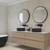 Sophisticated black round LED illuminated bathroom vanity mirror for modern Australian homes.