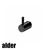 ALDER AVVA Round Robe Hook in Matte Black finish, a modern wall-mounted metal towel and robe holder for Australian bathrooms.