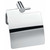 Polished stainless steel toilet paper holder with lid for bathrooms in Australia.