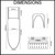 Dimensions diagram for a swivelling pull-out ironing board from Heuger, a space-saving laundry and wardrobe storage solution available at Renovator Store Australia.