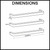 Technical line drawing showing the product dimensions of the Vail single round low voltage heated towel rail for Australian bathroom installations.