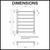 Radiant STR01 Brushed Satin Heated Square Ladder Towel Rail 600mm x 800mm Product Dimensions Diagram Australia