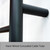 Radiant RTR530 Matte Black Round Bar Heated Towel Rail 530x700mm with 8 horizontal bars for modern Australian bathrooms.