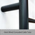 Radiant RTR430 Matte Black Round Bar Heated Towel Rail 430x1100mm with 10 horizontal bars for Australian bathrooms.