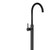 Pentro Round Matte Black Floor Standing Bath Mixer with Pin Handle and Gooseneck Spout in Australian Designer Bathroom Setting