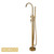 Pentro Round Brushed Yellow Gold Freestanding Bath Mixer with Handheld Shower, Australian Standard Bathroom Tapware by Norico.