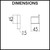 Dimensions diagram for Norico Cavallo Square Double Robe Hook in polished chrome for Australian bathroom renovation.