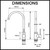 Norico Pentro Gun Metal Grey Gooseneck Kitchen Mixer Tap Technical Dimensions Diagram Australia