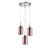 Modern Espejo Interior 3 Light Cascade Pendant with Oblong Rose Gold Dotted Glass Shades for Australian Homes