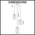 Technical dimension diagram for the Espejo line streak glass pendant light cascade with a round base for interior lighting projects in Australia.