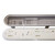 Internal components and driver details of the CLA Lighting Shieldtri IP65 LED Batten Light showing the Tri-CCT and dual power switches for adjustable exterior lighting in Australia.