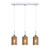 Surface-mounted CLA Lighting Espejo 3-light rose gold glass pendant with oblong shades and rectangular base for Australian homes.