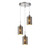Modern Espejo Interior 3 Cylinder Glass Pendant Lights with Chrome Finish and Round Base for Australian Kitchens and Dining Areas.