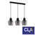 Champan Interior Glass Ellipse 3 Light Bar Pendant with Matte Black Finish and Smoked Glass Shades for Modern Kitchen Island or Dining Room Lighting Australia