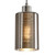 Close-up of the Espejo Chrome Glass Pendant Light featuring a cylindrical shade with unique transparent line streaks for decorative interior lighting in Australia.