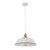 White Cerema Angled Dome Metal Pendant Light with Antique Brass Lampholder and Black Highlights for Australian Interior Home Decor