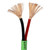 Close-up of white 12 AWG 2-core in-wall speaker cable showing internal copper-clad aluminum wire strands and PVC insulation for home theatre installations in Australia.
