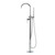 Modern floor mounted freestanding bath spout and mixer tap with hand shower in polished chrome finish for luxury Australian bathrooms.