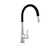 Vito Bertoni Nuova Calare Pull Out Kitchen Mixer Tap in Matte Black and Chrome Finish, Australian Designed Gooseneck Sink Mixer for Modern Kitchens and Laundries.