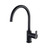 Alder Samm Sink Mixer in Matte Black, featuring a curved gooseneck swivel spout and paddle lever handle for modern Australian kitchens.