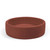 Minimalist clay-colored round concrete basin for modern Australian bathrooms.