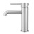 Modern Lucid Pin Series Round Brushed Nickel Basin Mixer with Pin Handle and Curved Spout for Australian Bathrooms - Side View SKU BU0150.BM