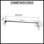 Aquaperla Blaze Square Black Wall Mounted Shower Arm 400mm Dimension Diagram Australia