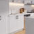 Modern matte white flat pack kitchen cabinet door fronts, 18mm thick moisture-resistant RTA slab profile for 450mm wide cabinets, Australia.