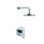 Polished chrome wall mounted shower mixer with round handle and backing plate, ideal for modern Australian bathrooms.