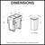 Dimensions diagram for 34 Litre twin pull-out kitchen waste bin with optional door mount kit for 300mm Australian cabinet