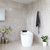 Aguzzo Polished Chrome Single Vertical Heated Towel Rail with Hooks in Australian Bathroom Setting