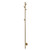 Modern brushed brass single tree style vertical heated towel rail for Australian bathrooms.