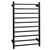 Aguzzo matte black round bar heated towel rail, 600mm wide modern bathroom towel warmer in Australia.