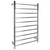 Modern round chrome heated towel rail for bathrooms in Australia, featuring 10 horizontal bars for efficient towel warming.