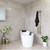 Aguzzo EZY FIT Brushed Brass Double Vertical Heated Towel Rail installed in a modern Australian bathroom.